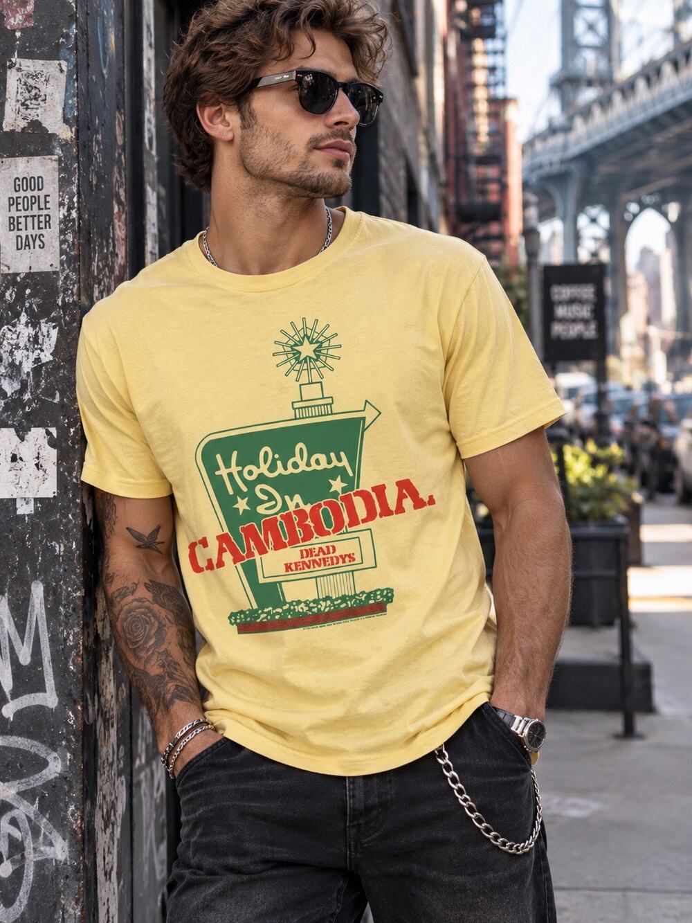 Dead Kennedys Holiday In Cambodia Soft Yellow T-Shirt Men's Extra Large XL Punk